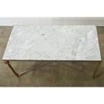 French Midcentury Marble and Brass Coffee Table