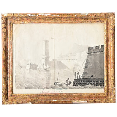 French 19th Century Framed Seaside Lithograph