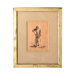 French Framed Drawing of a Knight by Eugene Giraud