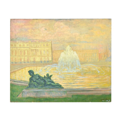 French Vintage Robert Mahias Painting, Versailles at Sunset
