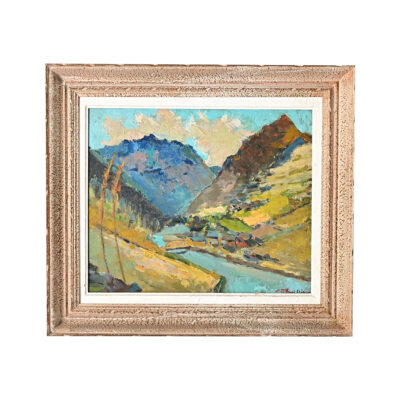 French Vintage Framed Mountain Landscape