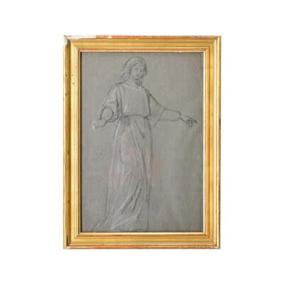 French Vintage Framed Charcoal Sketch