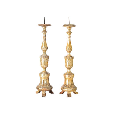 French Pair of 18th Century Gilt Candlesticks
