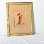 French Framed Drawing of a Knight by Eugene Giraud