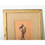 French Framed Drawing of a Knight by Eugene Giraud