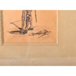 French Framed Drawing of a Knight by Eugene Giraud