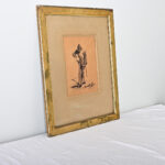 French Framed Drawing of a Knight by Eugene Giraud