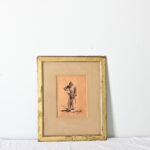 French Framed Drawing of a Knight by Eugene Giraud