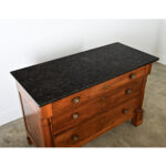 French 19th Century Empire Walnut Commode with Fossil Marble Top