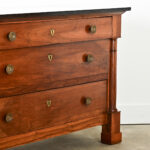 French 19th Century Empire Walnut Commode with Fossil Marble Top