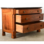 French 19th Century Empire Walnut Commode with Fossil Marble Top