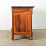 French 19th Century Empire Walnut Commode with Fossil Marble Top
