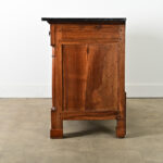 French 19th Century Empire Walnut Commode with Fossil Marble Top