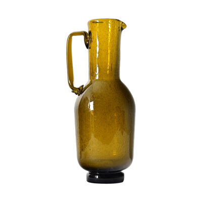 French Vintage Heavy Amber Glass Pitcher