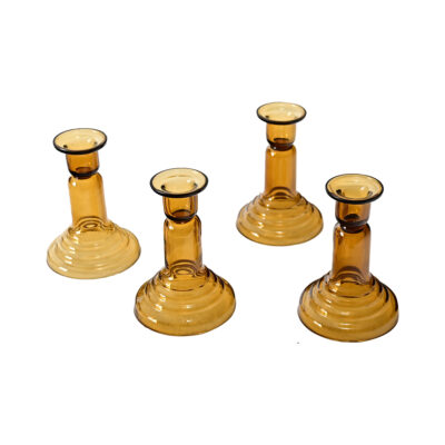French Set of 4 Vintage Glass Candlesticks