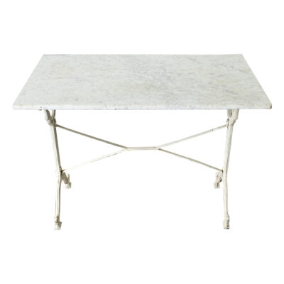 French 19th Century Cast Iron and Marble Bistro Table