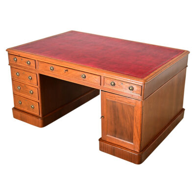 French 19th Century Mahogany & Leather Partners Desk