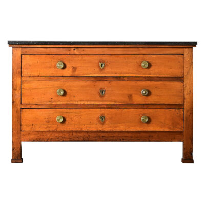 French 19th Century Walnut Commode with Fossil Marble Top
