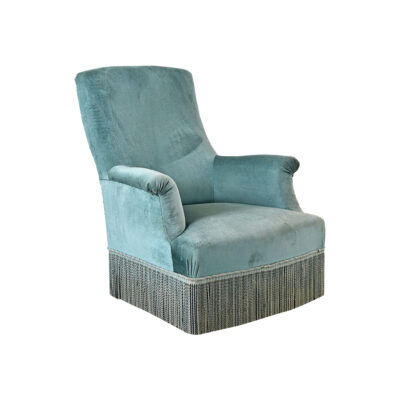 French 19th Century Velvet Armchair with Fringe