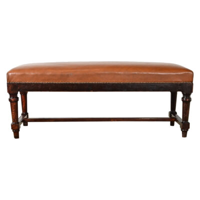 French 19th Century Oak and Upholstered Bench