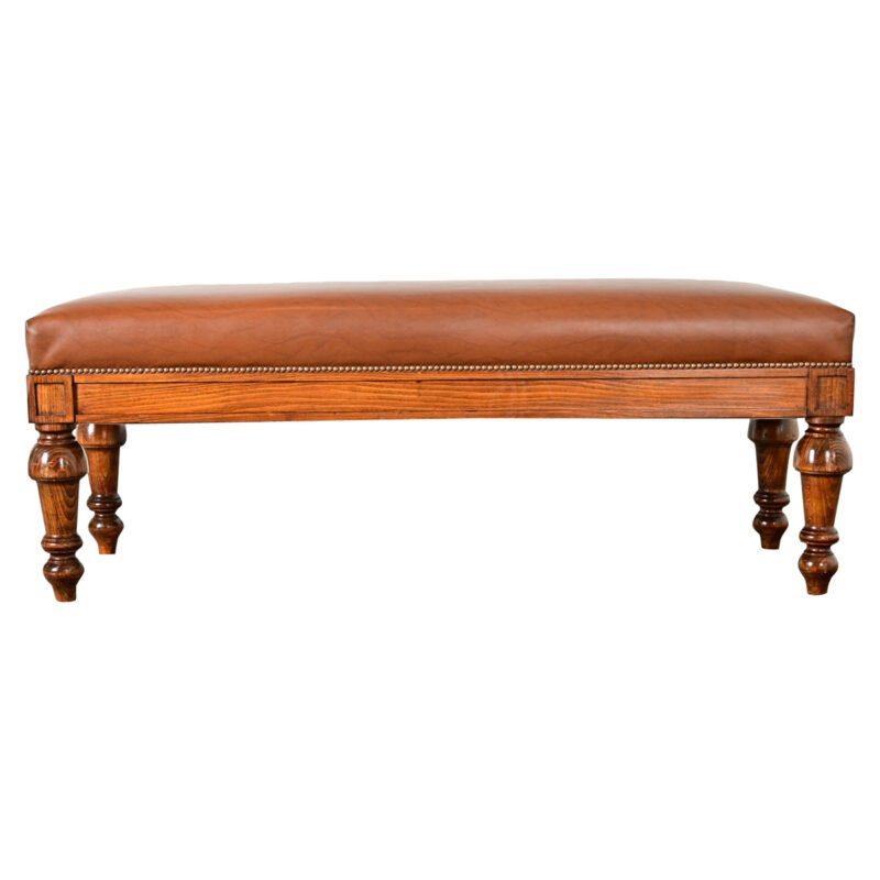 French 19th Century Oak and Upholstered Bench
