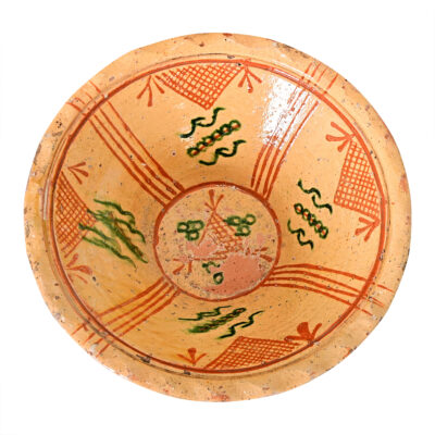 Portuguese 19th Century Glazed Terracotta Bowl