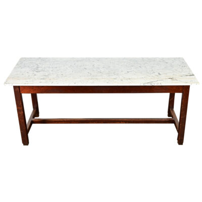 French 19th Century Marble Top Farm Table