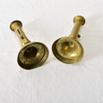 French Pair of 19th Century Brass Courting Candlesticks