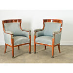 French 19th Century Mahogany Pair of Empire Arm Chairs