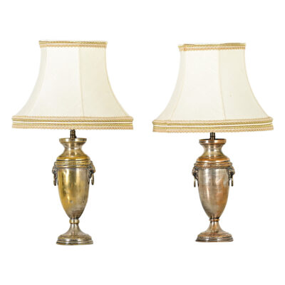 French Pair of Neoclassical Silverplate Urn Lamps