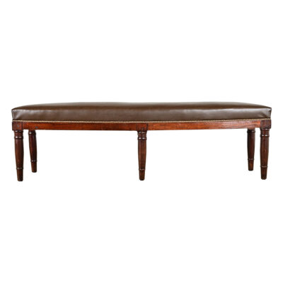 English 19th Century Oak Bench with Faux Leather Seat