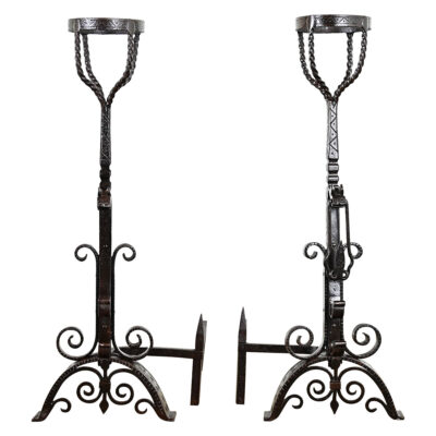French 18th Century Forged Iron Andirons