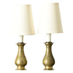 Indonesian Pair of Vintage Brass Table Lamps
