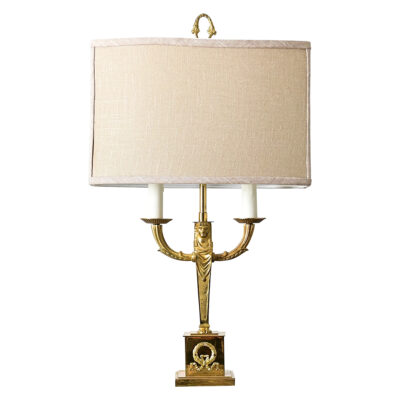 French Vintage Empire Brass Double Arm Table Lamp