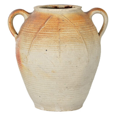 French Vintage Stoneware Glazed Jar with Handles