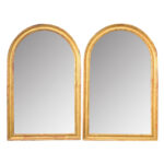 French Pair of 19th Century Arched Gilt Mirrors 1 French Pair of 19th Century Arched Gilt Mirrors