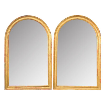 French Pair of 19th Century Arched Gilt Mirrors