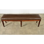 English 19th Century Oak Bench with Faux Leather Seat