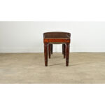 English 19th Century Oak Bench with Faux Leather Seat