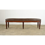English 19th Century Oak Bench with Faux Leather Seat