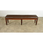 English 19th Century Oak Bench with Faux Leather Seat