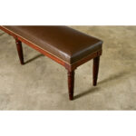 English 19th Century Oak Bench with Faux Leather Seat