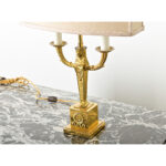 French Vintage Empire Brass Double Arm Table Lamp