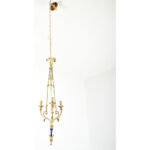 French 19th Century Gilt Bronze and Ceramic Chandelier