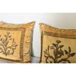 BVIZ Pair of Antique European Raised Bronze Embroidery Pillows