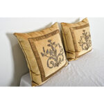 BVIZ Pair of Antique European Raised Bronze Embroidery Pillows