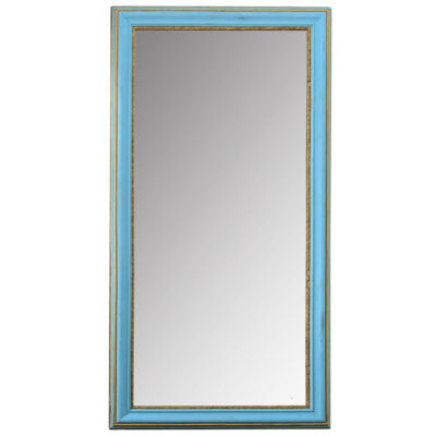 Large French 19th Century Mirror with Recent Blue Paint