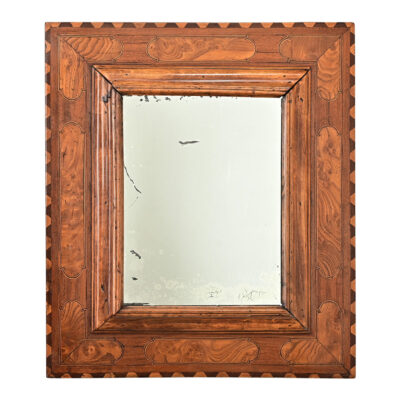 French 19th Century Carved and Inlay Burl Wood Mirror