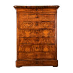 French 19th Century Louis Philippe Burl Walnut Tall Chest