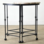 Pair of Iron and Marble Demilune Consoles